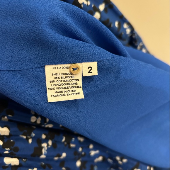 💙 Ulla Johnson Blue Floral Cotton-Silk Blend High Low Dress - Picture 7 of 7